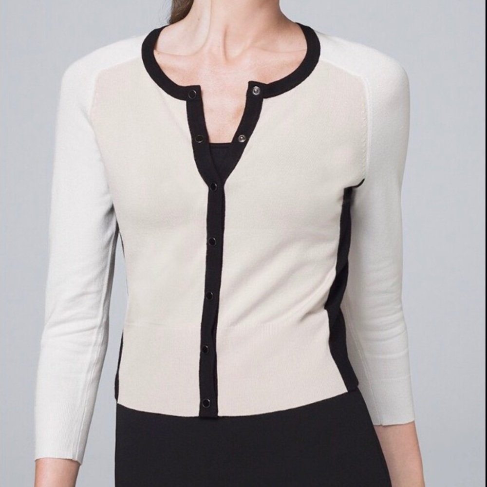 White House Black Market Color Block Cardigan EUC